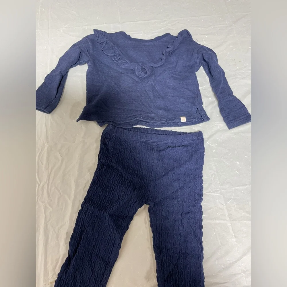 Sovereign Code Navy Blue Ruffle Top & Legging Set - Kids Matching Set - Picture 2 of 3